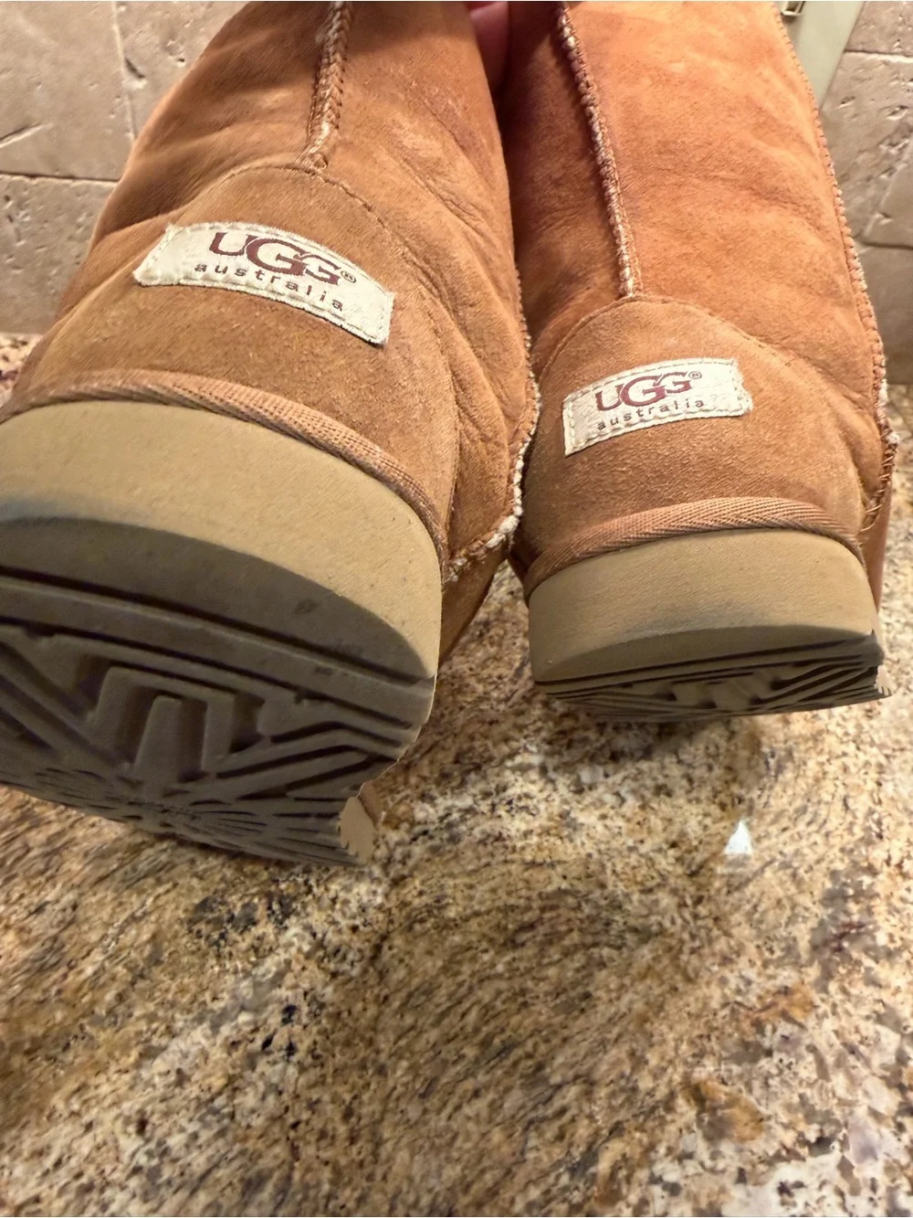 Kids-5 UGGS Tall Women's Suede Winter Boots - Chestnut Brown